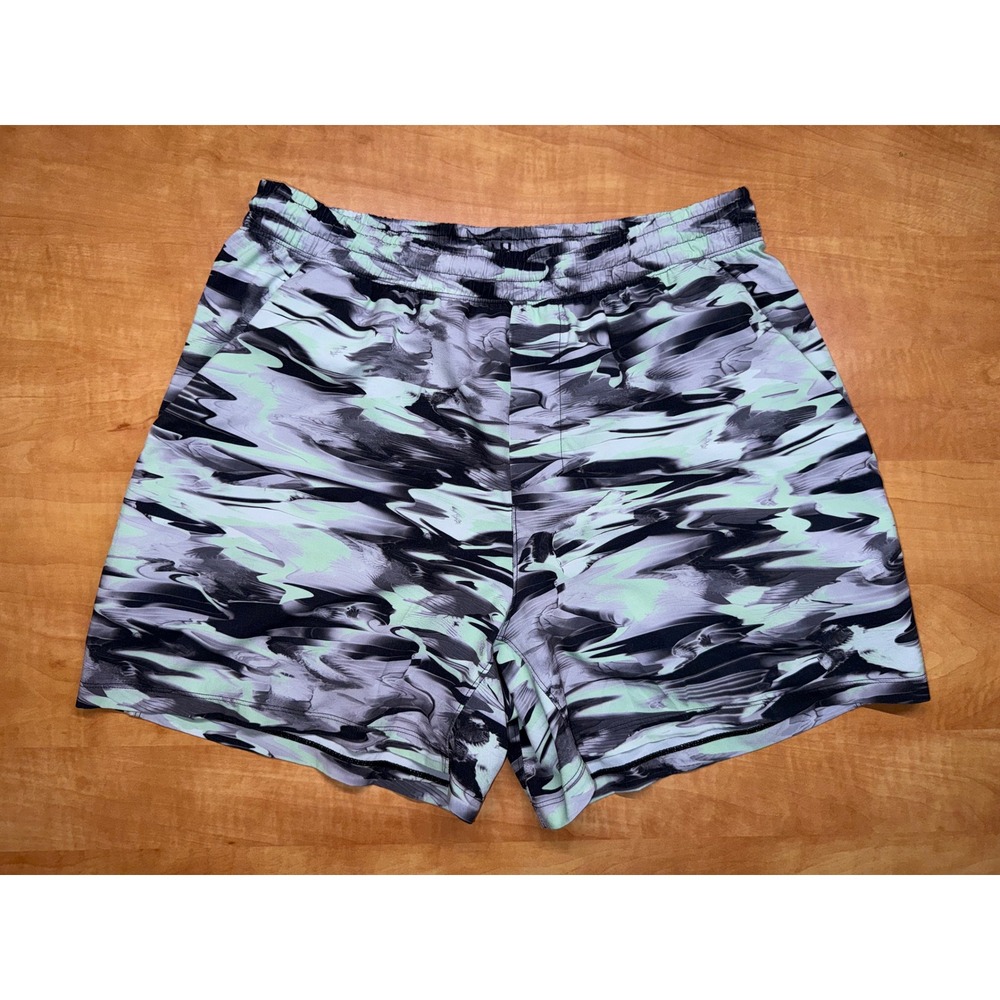 Lululemon Pace Breaker 7 Lined Shorts Mens Large Catalyst Multi Green Black